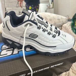 Skechers Energy Afterburn White and navy sneakers